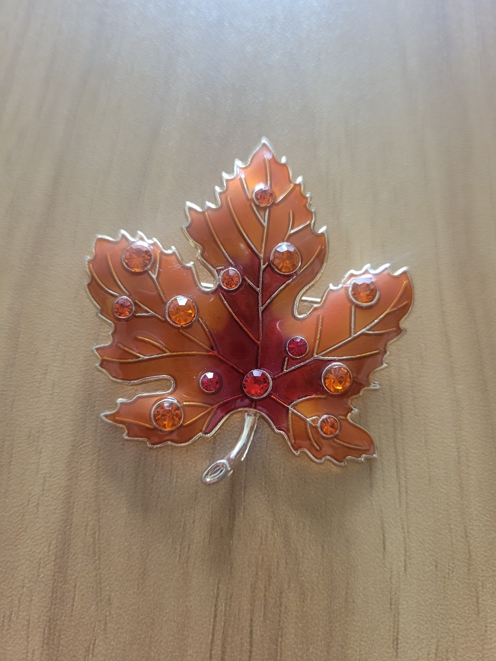 🧋NEW🧋Autumn Leaf Orange Crystal Brooch - Women's Jewelry